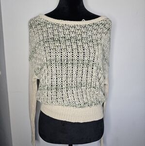 Free People Vintage Large Knit Open Back Long Sleeve Crotchet Sweater Size XS